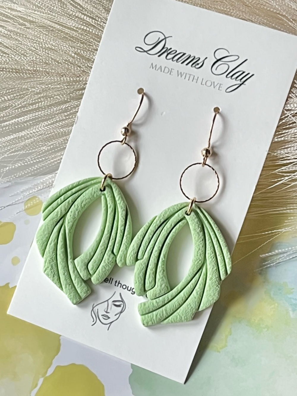 Mint Green Layered Statement Earrings